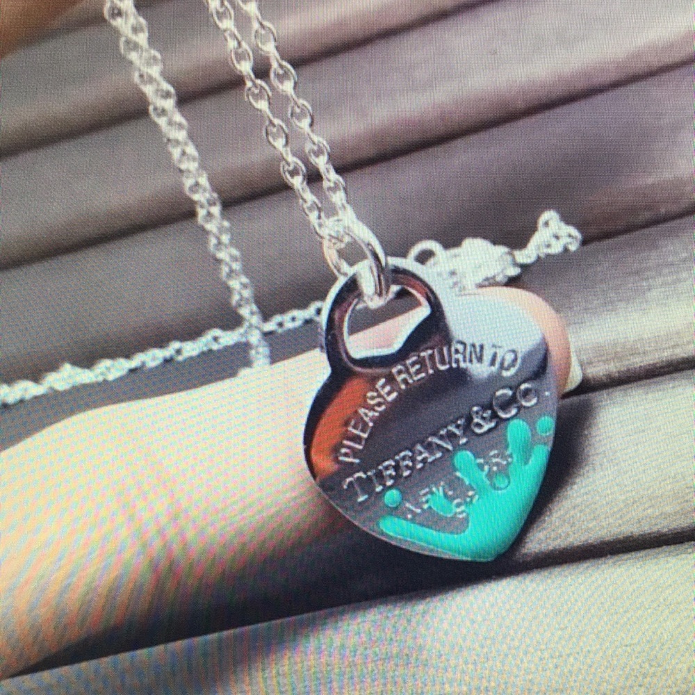Tiffany & Co Silver and Turquoise Heart Pendant Necklace